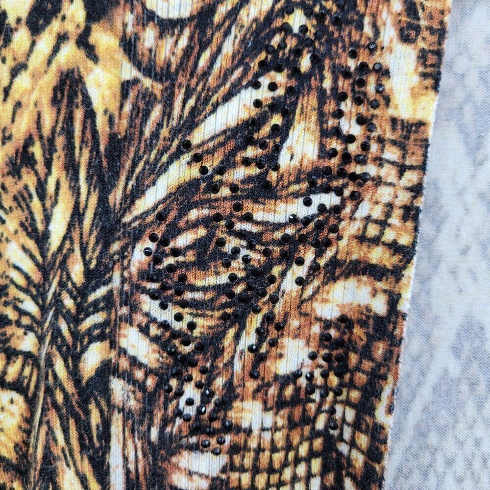 Vintage Alberto Makali Artsy Snake Open Cardigan‎ L Golden Duster Sweater Beaded - Picture 6 of 11
